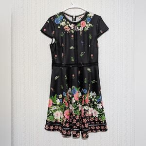 Ted Baker Dress Women's Size 8 Daissie Florence Trim Skater Floral